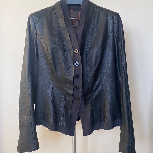 Black leather blazer / jacket - Picture 3 of 11